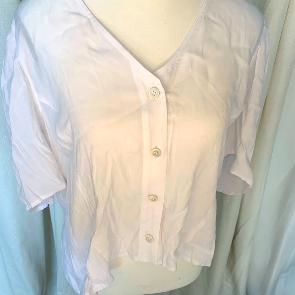 Leith white button top